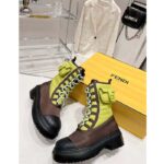 Fendi Women FF Domino Biker Boots Acid Green Nylon Polyamide Polyester 5 Cm Heel - Image 3