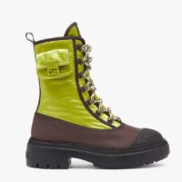 Fendi Women FF Domino Biker Boots Acid Green Nylon Polyamide Polyester 5 Cm Heel (7)