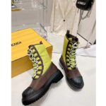 Fendi Women FF Domino Biker Boots Acid Green Nylon Polyamide Polyester 5 Cm Heel - Image 4