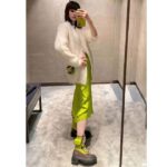 Fendi Women FF Domino Biker Boots Acid Green Nylon Polyamide Polyester 5 Cm Heel - Image 11