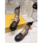 Fendi Women FF Domino Biker Boots Pink Nylon Polyamide Polyester 5 Cm Heel – Image 5