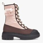 Bottes motardes Fendi FF Domino pour femme, roses, nylon, polyamide, polyester, talon de 5 cm