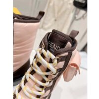 Fendi Women FF Domino Biker Boots Pink Nylon Polyamide Polyester 5 Cm Heel (2)