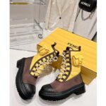 Fendi Women FF Domino Biker Boots Yellow Nylon Polyamide Polyester – Bild 5