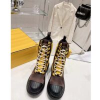 Fendi Women FF Domino Biker Boots Yellow Nylon Polyamide Polyester (5)