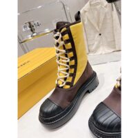 Fendi Women FF Domino Biker Boots Yellow Nylon Polyamide Polyester (5)