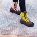 Fendi Women FF Domino Biker Boots Pink Nylon Polyamide Polyester 5 Cm Heel – Image 12