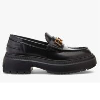 Fendi Women FF Fendigraphy Black Leather loafers 5 Cm Heel (11)