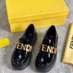 Fendi Women FF Fendigraphy Black Leather Loafers 5 Cm Heel - Image 4
