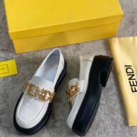 Fendi Women FF Fendigraphy White Leather Loafers 5 Cm Heel (11)