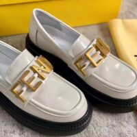 Fendi Women FF Fendigraphy White Leather Loafers 5 Cm Heel (11)