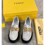 Fendi Women FF Fendigraphy White Leather Loafers 5 Cm Heel - Image 5