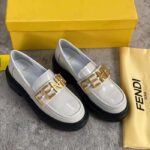 Fendi Women FF Fendigraphy White Leather Loafers 5 Cm Heel - Image 2