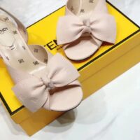 Fendi Women Slingback Sandals Wide Strap Maxi Bow Beige Leather (9)
