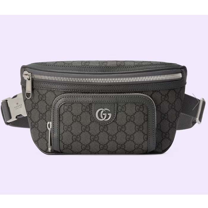 Gucci GG Unisex Ophidia Belt Bag Grey Black GG Supreme Canvas Double G