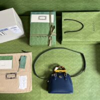 Gucci GG Women Gucci Diana Mini Tote Bag Blue Leather Double G (1)