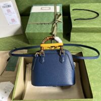 Gucci GG Women Gucci Diana Mini Tote Bag Blue Leather Double G (1)