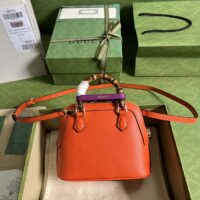 Gucci GG Women Gucci Diana Mini Tote Bag Orange Leather Double G (1)