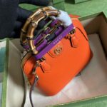 Gucci GG Women Gucci Diana Mini Tote Bag Orange Leather Double G – Image 4