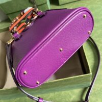 Gucci GG Women Gucci Diana Mini Tote Bag Purple Leather Double G (8)