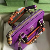 Gucci GG Women Gucci Diana Mini Tote Bag Purple Leather Double G (8)