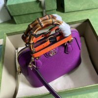 Gucci GG Women Gucci Diana Mini Tote Bag Purple Leather Double G (8)