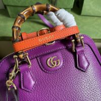 Gucci GG Women Gucci Diana Mini Tote Bag Purple Leather Double G (8)