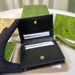 Gucci Unisex GG Marmont Card Case Wallet Black GG Matelassé Leather Double G - Image 6