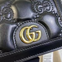 Gucci Unisex GG Marmont Card Case Wallet Black GG Matelassé Leather Double G (5)