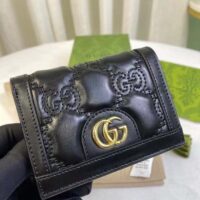 Gucci Unisex GG Marmont Card Case Wallet Black GG Matelassé Leather Double G (5)