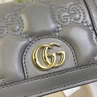 Gucci Unisex GG Marmont Card Case Wallet Grey GG Matelassé Leather Double G (9)