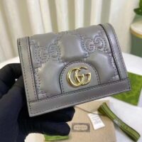 Gucci Unisex GG Marmont Card Case Wallet Grey GG Matelassé Leather Double G (9)