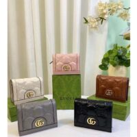 Gucci Unisex GG Marmont Card Case Wallet Light Pink GG Matelassé Leather Double G (7)