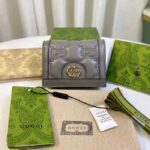 Gucci Unisex GG Marmont Card Case Wallet Grey GG Matelassé Leather Double G - Image 2