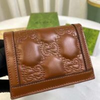 Gucci Unisex GG Marmont Card Case Wallet Light Brown GG Matelassé Leather Double G (7)