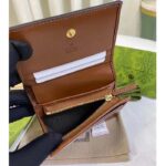 Gucci Unisex GG Marmont Card Case Wallet Light Brown GG Matelassé Leather Double G – Image 6