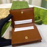 Gucci Unisex GG Marmont Card Case Wallet Light Brown GG Matelassé Leather Double G – Image 9