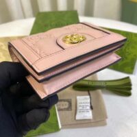 Gucci Unisex GG Marmont Card Case Wallet Light Pink GG Matelassé Leather Double G (7)