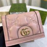 Gucci Unisex GG Marmont Card Case Wallet Light Pink GG Matelassé Leather Double G - Image 2