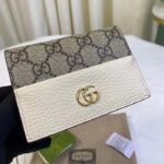 Gucci Unisex GG Marmont Card Case Wallet White Double G Beige Ebony Supreme Canvas - Image 3