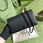 Gucci Unisex GG Marmont Chain Wallet Black Leather Double G – Image 2