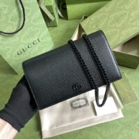 Gucci Unisex GG Marmont Chain Wallet Black Leather Double G (2)