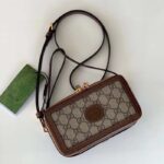 Gucci Unisex GG Mini Bag Interlocking G Beige Ebony GG Supreme Fabric - Image 2