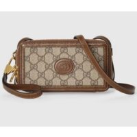 Gucci Unisex GG Mini Bag Interlocking G Beige Ebony GG Supreme Fabric (9)