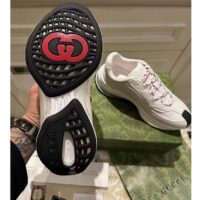 Gucci Unisex GG Run Sneaker White Leather Blue Mid Heel Red Interlocking G 6 Cm Heel (11)