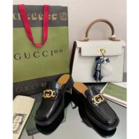 Gucci Unisex GG Slipper Interlocking G Black Leather Low 2.5 Cm Heel (5)