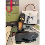 Gucci Unisex GG Loafer Interlocking G Shiny Black Leather Studs Rubber Low Heel - immagine 9