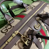 Gucci Unisex Jumbo GG Large Duffle Bag Camel Ebony Canvas Double G (2)