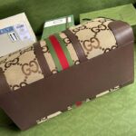 Gucci Unisex Jumbo GG Large Duffle Bag Camel Ebony Canvas Double G - Image 6