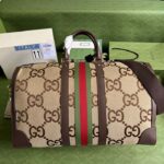 Gucci Unisex Jumbo GG Large Duffle Bag Camel Ebony Canvas Double G - Image 2